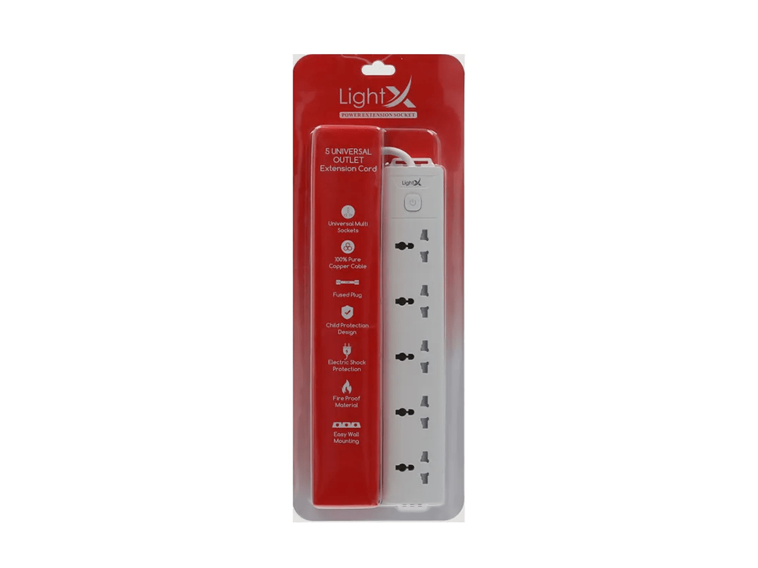 LightX Power Extension 5M & 5 Socket in Qatar LightX Power Extension 5M & 5 Socket in Qatar